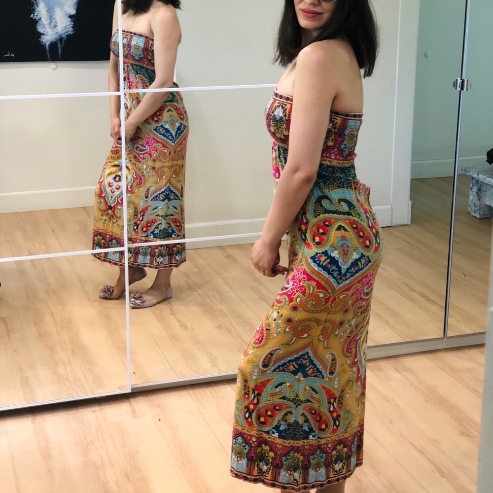 XXI boho bandeau maxi dress in multicolor
